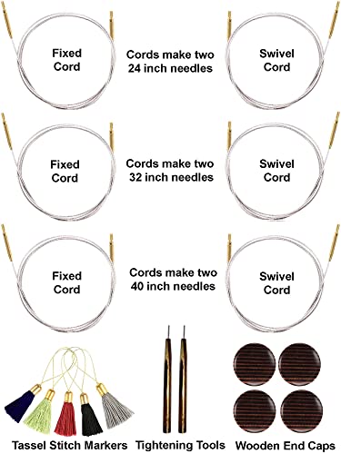Lantern Moon Heirloom 5-Inch 10-Pair Interchangeable Circular Knitting Needle Set Handcrafted Ebony Us 2.5, 3, 4, 5, 6, 7, 8, 9, 10, 11, Silk Case, 6 Cords, 4 End Caps Bundle With 1 Artsiga Crafts Bag #TOP4