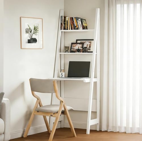 Hestiamo Ladder Storage Writing Desk Slim Size White