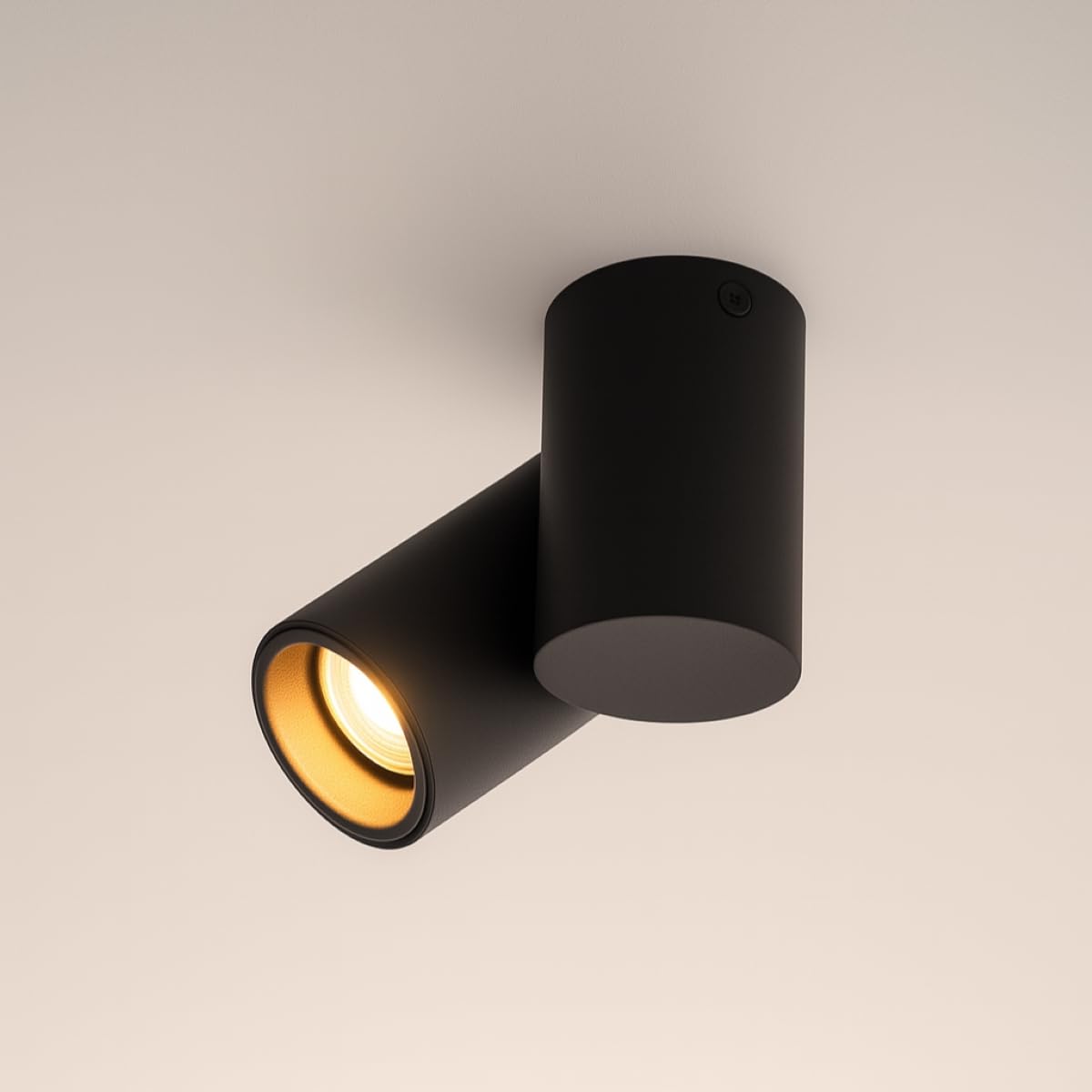 CGC Lighting Indoor Ceiling Wall Spotlight GU10 Modern Adjustable Single Head (Black, Single Spot Light)