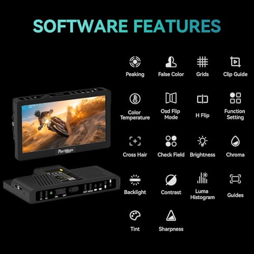Image of Portkeys HD7H 1000nit DSLR Camera Field Monitor 7 Inch 1280x720 IPS Camera Monitor Support 4K30p HDMI Input with Top Shortcut Keys and Sunshade