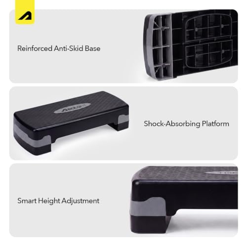 Image of Boldfit Aerobic Stepper for Home Workout, Adjustable Height Fitness Step Platform for Cardio, HIIT & Strength Training, Non-Slip Durable Exercise Stepper for Weight Loss, Balance & Toning Exercises