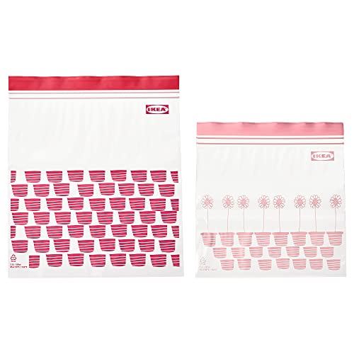 IKEA ISTAD resealable bag, patterned red/pink
