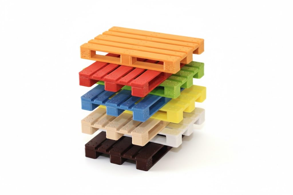 O Gauge 7mm (1:43.5) Euro Pallets – Set of 5 – High-Detail Fine Scale Cargo Loads – Model Railway & Diorama Industrial Scenery – Multiple Colours – Made in France (Wood Effect)