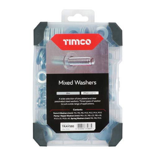 TIMCO Mixed Tray of Washers - Zinc - 291pcs - Image 2