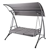 Alfresia 3 Seater Reclining Swing Seat with Cushions, Multipurpose Garden Day Bed into Garden Swing Seat with Adjustable Canopy, Outdoor Cushions Waterproof for Outdoor Seating