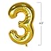 40 Inch Gold Jumbo Digital 3 Number Balloons Huge Giant Balloons Foil Mylar Number Balloons for Birthday Party Events,Wedding, Bridal Shower Engagement Photo Shoot, Anniversary (Gold 3)