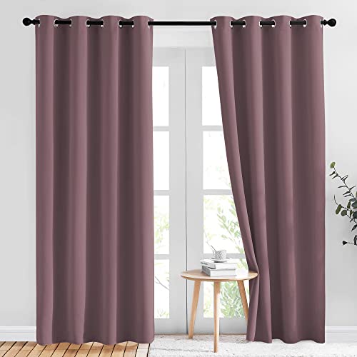 NICETOWN Living Room Curtains 84 inch Long - Grommet Blackout Thermal Insulated Room Darkening Sound Blocking Window Treatments for Children Room/Bedr