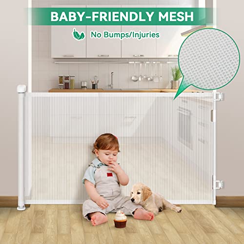 Retractable Baby Gate, 33" Tall, Extends Up To 55'' Wide, Child Safety Baby-Gate, Dog Gate, Pet Retractable Gates For Stairs, Doorways, Hallways, Indoor And Outdoor #TOP4