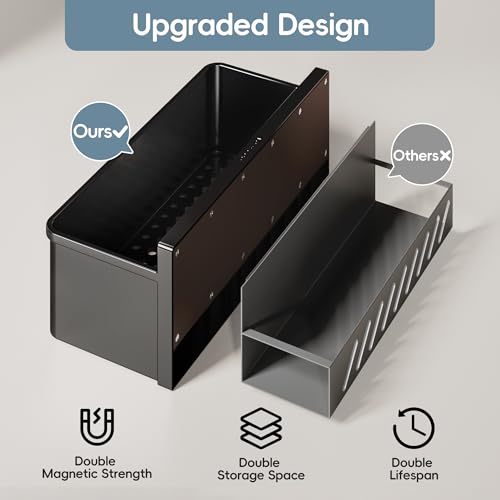 Image of Magnetic Spice Rack for Refrigerator Large Magnet Shelf for Fridge Kitchen Organizer and Storage with 5 Removable Golden Hooks