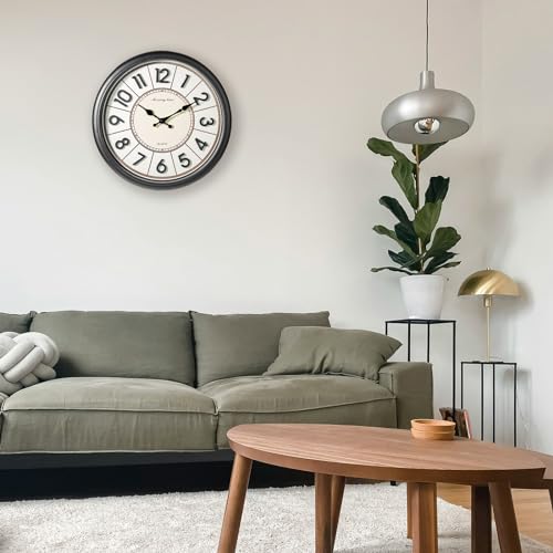 Tahitica 16 Inch Wall Clock, Round with 3D Numerals, Battery Operated, Modern Decor for Home, Office, and Living Room