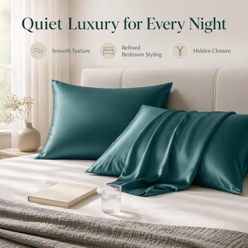Mulberry Silk Pillowcase for Hair and Skin Queen Size,Silk Pillowcase 20X30 with Hidden Soft Breathable Smooth Cooling Pillow Covers for Sleeping,Gifts for Women Men — view 4