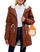 TOMEEK Damen Winterjacke Warm Wintermantel Lang Winterparka mit Teddyfell Gefüttert Kapuzenmantel Mantel Parka Damen-Mäntel Jacke Fleecemantel Skijacke(Rotbraun,L)