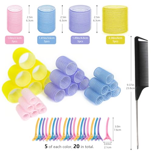 45 Pcs Hair Rollers with Clips, Curlers Rollers for Hair Volume 4 Sizes (60/48/36/25mm) with 20 Pcs Clips, for Long, Medium, Short, Thick & Fine Hair - Image 3