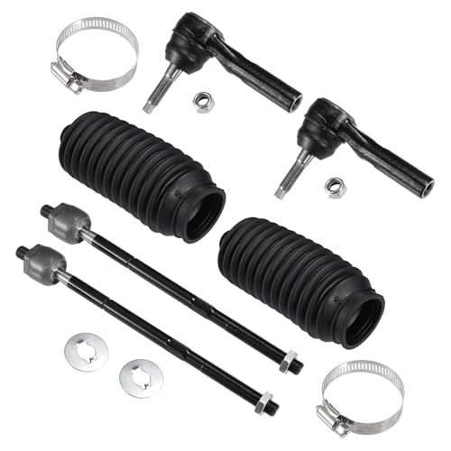 X AUTOHAUX - X AUTOHAUX 6 Pcs Front Inner Outer Tie Rod End Links with Boot for Dodge Grand Caravan 2001-2004 for Chrysler Town & Country Voyager 2001-2004 Suspension Steering Tie Rod End
