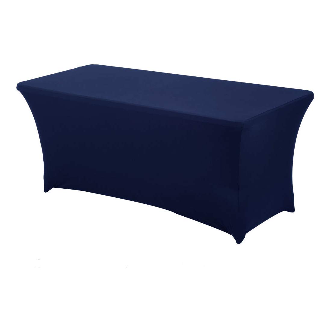 Gold Fortune Long Rectangular Stretch Spandex TableCloth Cover For Trade Show (6ft, Navy Blue)
