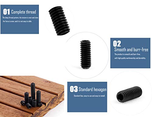 LBY 720pcs M2 M2.5 M3 M4 M5 M6 Internal Hex Drive Cup-Point Set Screws,Socket Head Cap Screws Grub Screws Assortment Kit 15 Sizes,Carbon Steel Black