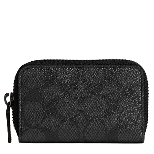 Coach Men's Small Zip Around Card Case, Charcoal, One Size