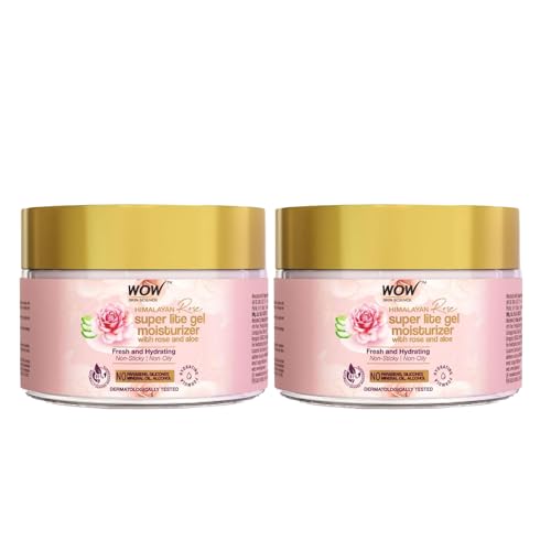 Image of WOW Skin Science Super Light Rose Aloe Gel Moisturizer|Instant Hydration|Non-Sticky & Oil-Free|Quick Absorbing|Suitable for all Skin Types|50 ml|Pack of 2