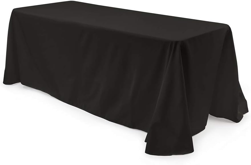 Vispronet Rectangle Tablecloth – 88inch x 154inch – Black Rectangular Table Cloth for 8 Foot Table – Flame-Retardant, Seamless, Double-Fold Hemmed Edges, Wrinkle-Resistant and Machine Washable
