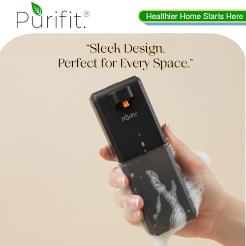 Image of Purifit Automatic Soap Dispenser 500ML | Touchless Smart Sensor Hand Wash Foam Dispenser | Type-C Rechargeable | Hygienic Hands-Free Soap Dispenser for Bathroom, Kitchen & Office | Black & Grey