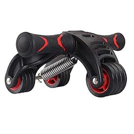 BIAJEK Foldable Triple 2-in-1 Ab Roller 4 Wheels Set Abdominal Abs Workout Fitness Machine Gym Muscle Training Exercise Wheel with Resistance