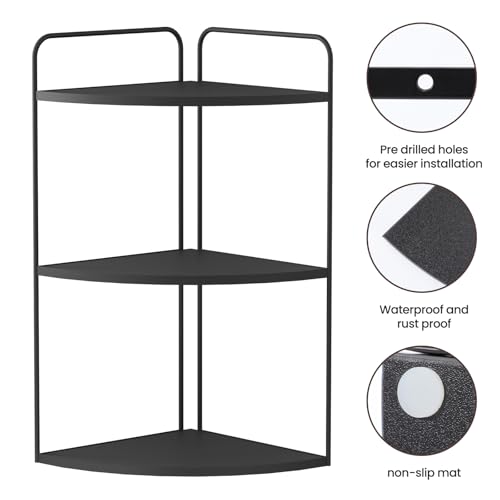 Image of Forest Angle Bathroom Counter Organizer,Countertop Organizer,Vanity Organizers,Bathroom Storage,Bathroom Sink Caddy,Counter Shelf,Corner Counter,Corner Shelves(Black)