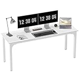 HOMCOM Bureau, Bureau d'ordinateur 180 cm avec Large Plateau pour 2 Personnes, Cadre en Acier, Table d'ordinateur pour Travail à Domicile ou étude, Blanc