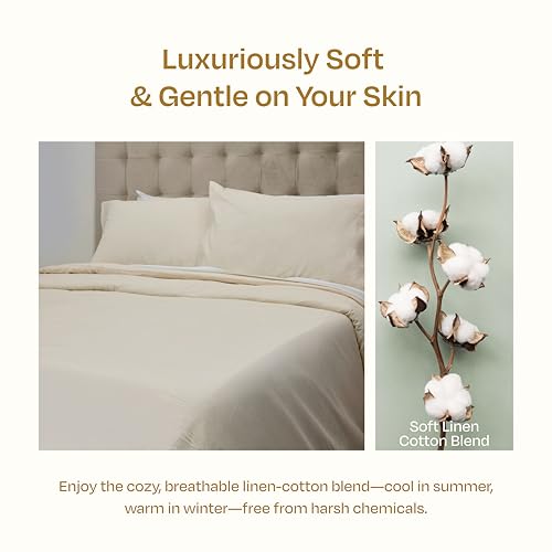 California Design Den Oversized King Duvet Cover Set, 3 Pc Set with Pillow Shams Textured Natural Duvet Cover, 120" x 98" to Fit Oversized King Duvet (Linen-Natural) by California Design Den - Image 5