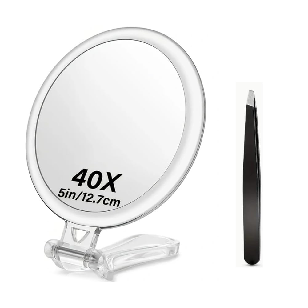 Aundhegrtt 40X Magnifying Makeup Mirros Magnifying Handheld Mirror for Home Makeup Skincare