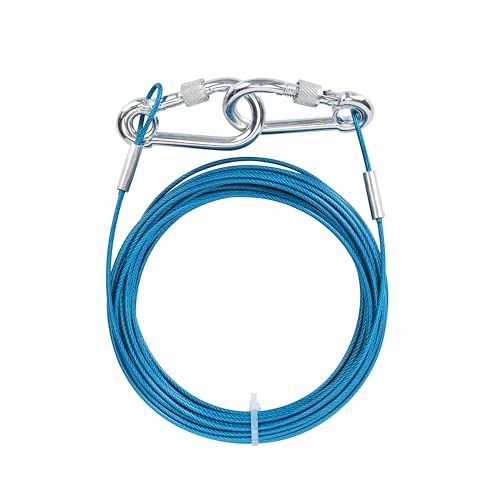 Azinoo 15ft Tie-Out Cable up to 50 Pounds Dog Runner Tether Chain Outside 15Ft for Small Medium Dogs(Blue)