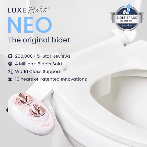 LUXE Bidet NEO 120 - Single Nozzle, Self-Cleaning, Non-Electric Bidet Attachment for Toilet Seat, Adjustable Water Pressure, Rear Wash (Rose Gold)