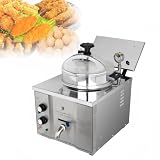 PweKzxt 16L Commercial Electric Pressure Air Fryer with Large Oil Tank, 304 Stainless Countertop Machine,with Timer & Thermostat, for Chicken, Fish - Restaurant and Snack Shop