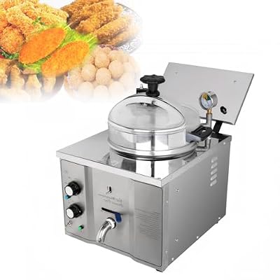 PweKzxt 16L Commercial Electric Pressure Air Fryer with Large Oil Tank, 304 Stainless Countertop Machine,with Timer & Thermostat, for Chicken, Fish - Restaurant and Snack Shop