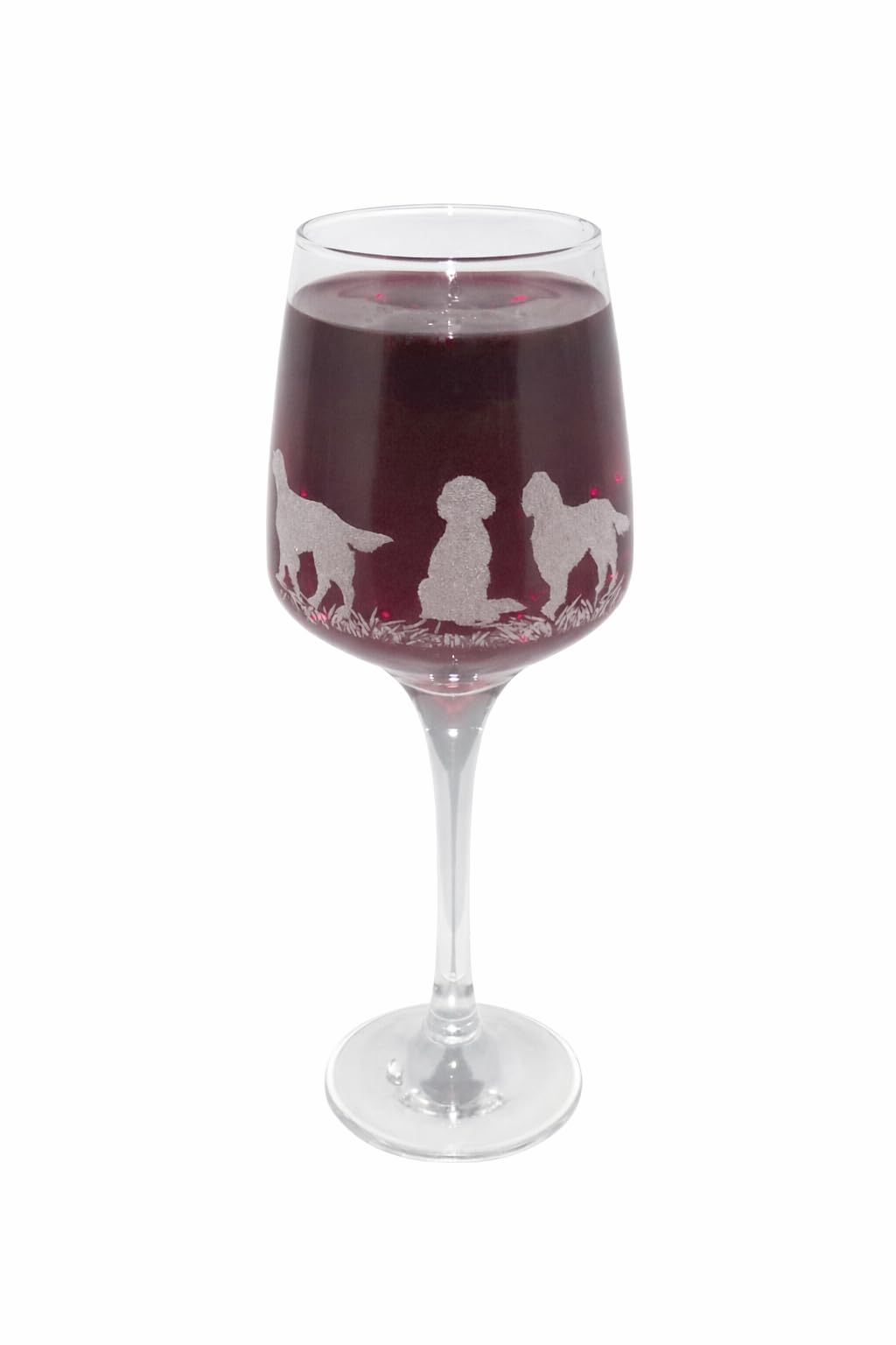 English Setter Engraved Stemmed Wine Glass