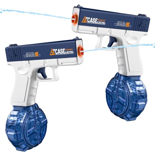 Pistolet à Eau Électrique 2 Pack, Pistolet à Eau Automatique Rechargeable USB, Pistolet a Eau Puissant Portée de 8-10 Mètres, Jouet d'Été pour Piscine et Fête de...