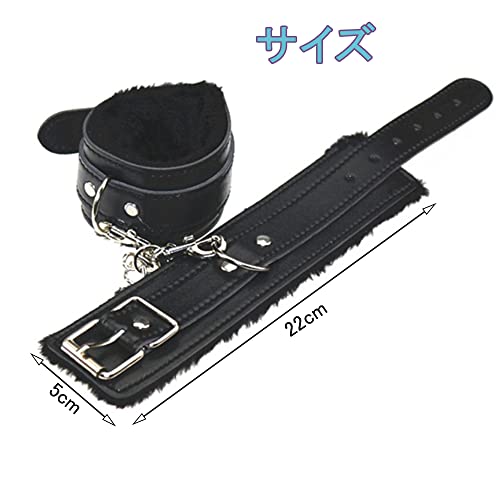 YFFSFDC 拘束具 SMグッズ アイマスク ブラック 束縛具 手錠 拘束具 大人の 手錠 目隠し 大人の玩具 SMコスプレ 束縛ブレスレット 調節可能 男女兼用 (3点セット) - 画像2