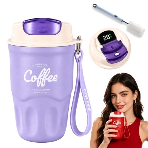 Image of Coffee Vacuum Flask, Portable Coffee Cup with Lid & Handle, Stainless Steel Water Bottle for Home, Office, and Outdoor Use, Insulated Travel Drinkware, Travel Coffee Mugs (1PC-E)
