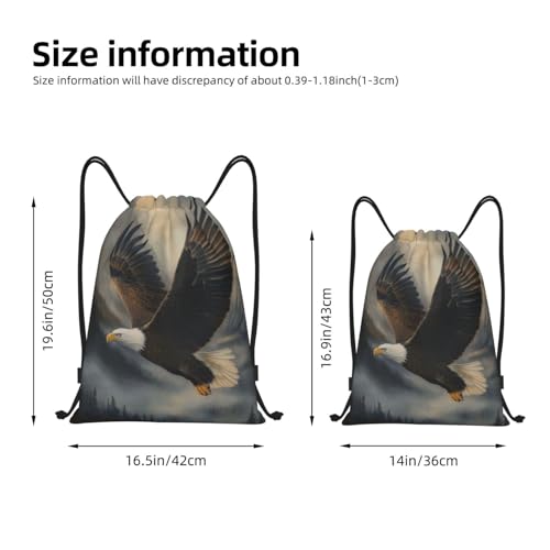 Drawstring Bag, A Bald Eagle In Flight Design Durable Water Resistant For Sport,Travel - Lightweight Sackpack4