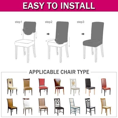 Fundas protectoras para sillas de comedor StretchyDining elásticas colores oscuros 8