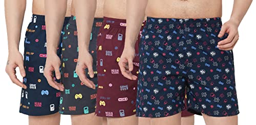 Image of GoSriKi Men's Cotton Printed Boxer Shorts (Pack of 4) (ANL-BXR-PACK-4-GS-015)