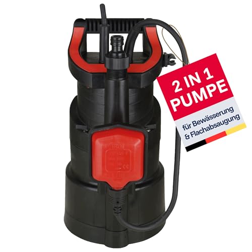 T.I.P. Tauchdruckpumpe DrainPress 3200/24-3.200 l/h, Flachabsaugend bis 1 mm, 24 m Förderhöhe, 2,4 bar Druck, Regenfasspumpe mit Schnellanschluss, 30182