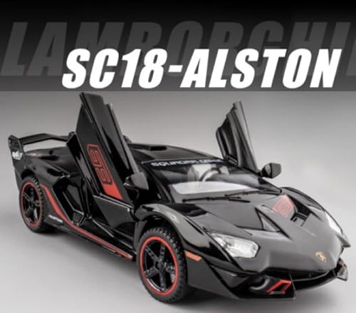 Image of 1:32 Scale Lambroghini SC18 Alston Toy Car | Metal Pullback Diecast Car for Kids with Openable Doors, Sound, Light Effects Toy for Car Enthusiasts (Color As Per Available),black