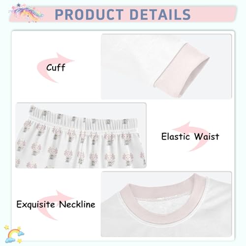 Cartoon Pajamas Set Cute Axolotl Drinking Long Sleeve PJs Cotton Jammies Sleepwear Top and Pants Multicolor4