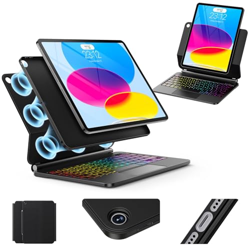 for iPad (A16) 11th/10th Generation Case with Keyboard – Magic-Style Magnetic – Floating Cantilever Stand -7 Color Backlit - Multi-Touch Trackpad Keyboard Case for iPad 11 inch 2025&10th Gen 10.9 inch