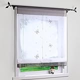 Aufhängung: mit Tunnelzug Yujiao Mao Bändchenrollo mit Besticke Schmetterlinge Transparent Raffgardinen Raffrollo Grau BxH 100x140cm