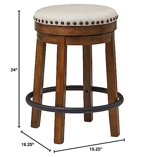 Signature-Design-by-Ashley-Valebeck-24-Counter-Height-Upholstered-Swivel-Stool-Brown-Black Signature Design by Ashley Valebeck 24 Counter Height Upholstered Swivel Stool Brown Black