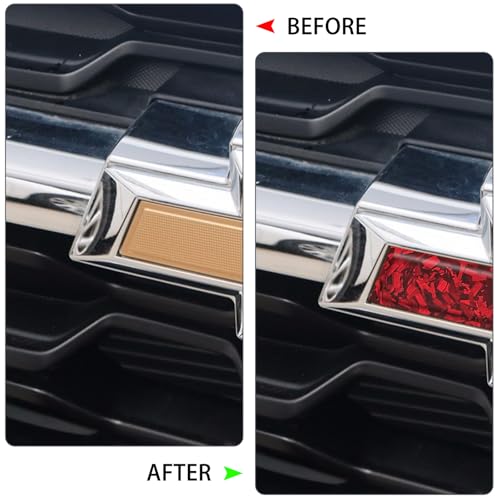 Image of QianBao Compatible with Red Forged Carbon Fiber Vinyl Wrap 11.8 inch x 4 inch Chevy Bowtie Emblem Wrap Kit with Spatula and Cutter 3 Pcs Universal Logo Overlay