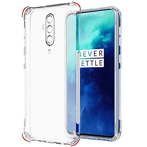 Image of TheGiftKart Ultra Clear Slim Anti-Slip Grip Soft Silicone Back Cover Case with Complete Camera Protection & Anti-Dust Plugs Built-in for OnePlus 7T Pro (Transparent)