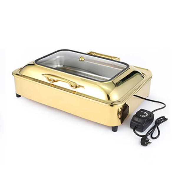 Juego de platos eléctricos para rozaduras – Calentadores de buffet rectangulares de 9 cuartos con construcción de acero inoxidable para fiestas y entretenimiento