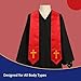D DODOU Unisex Adult Clergy Stole with Embroidered Cross Wedding Stole Church Choir Stole (Red, 60 inch)